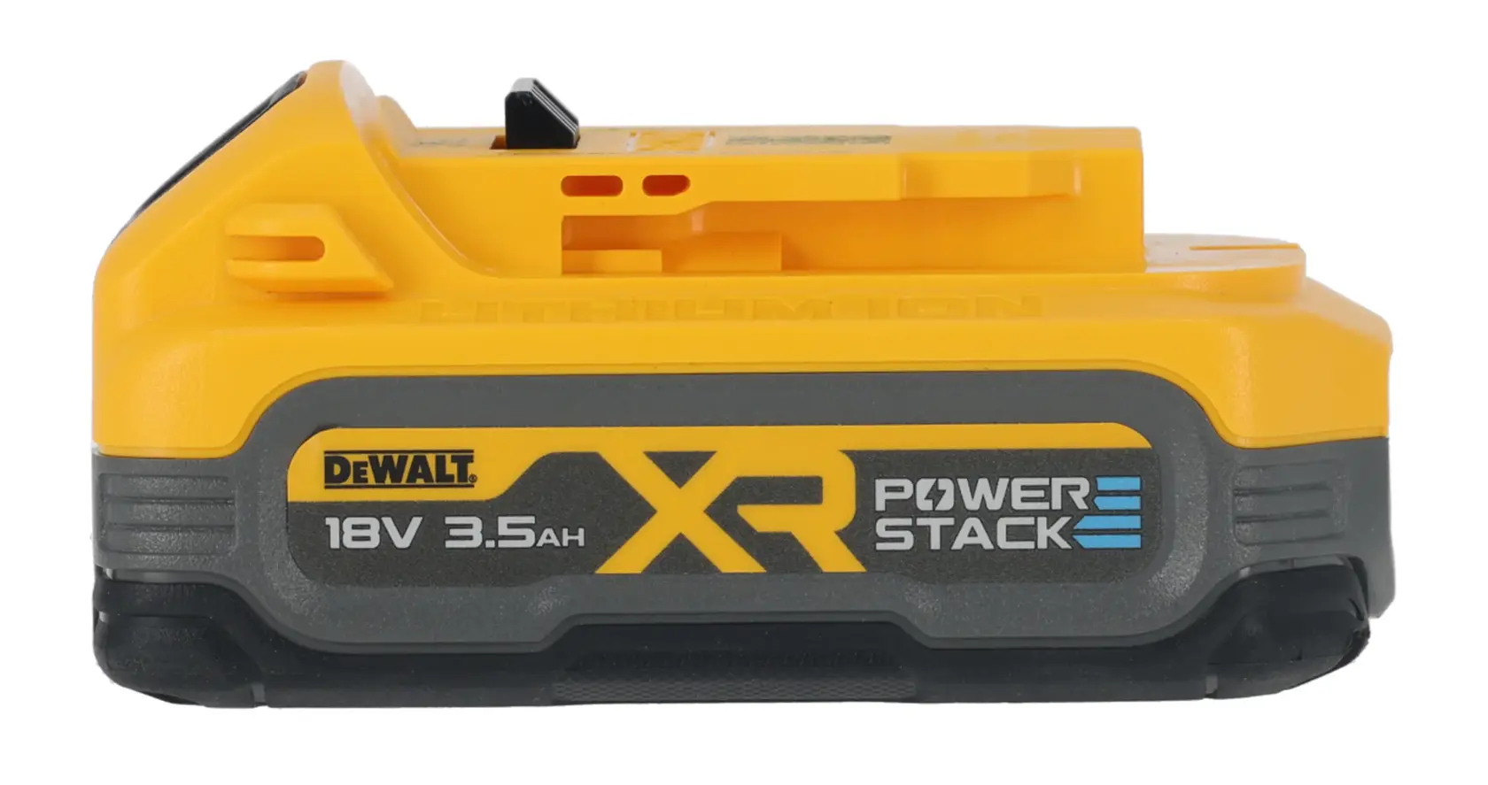 Bateria DEWALT XR PowerStack 18V 3.5Ah de íons de lítio para ferramentas, amarela e preta.