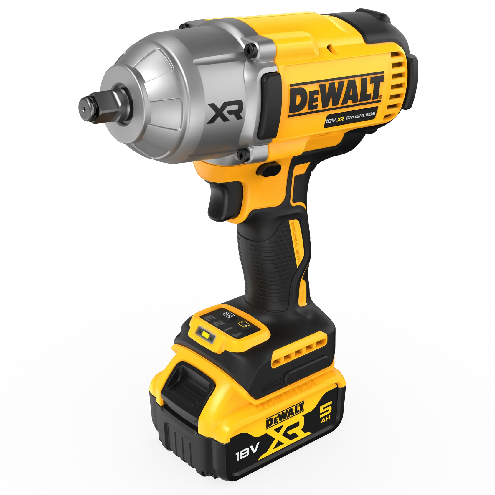 Chave de Impacto sem escovas XR 18V Li-Ion 5Ah 1/2" Alto Par com anel de retenção