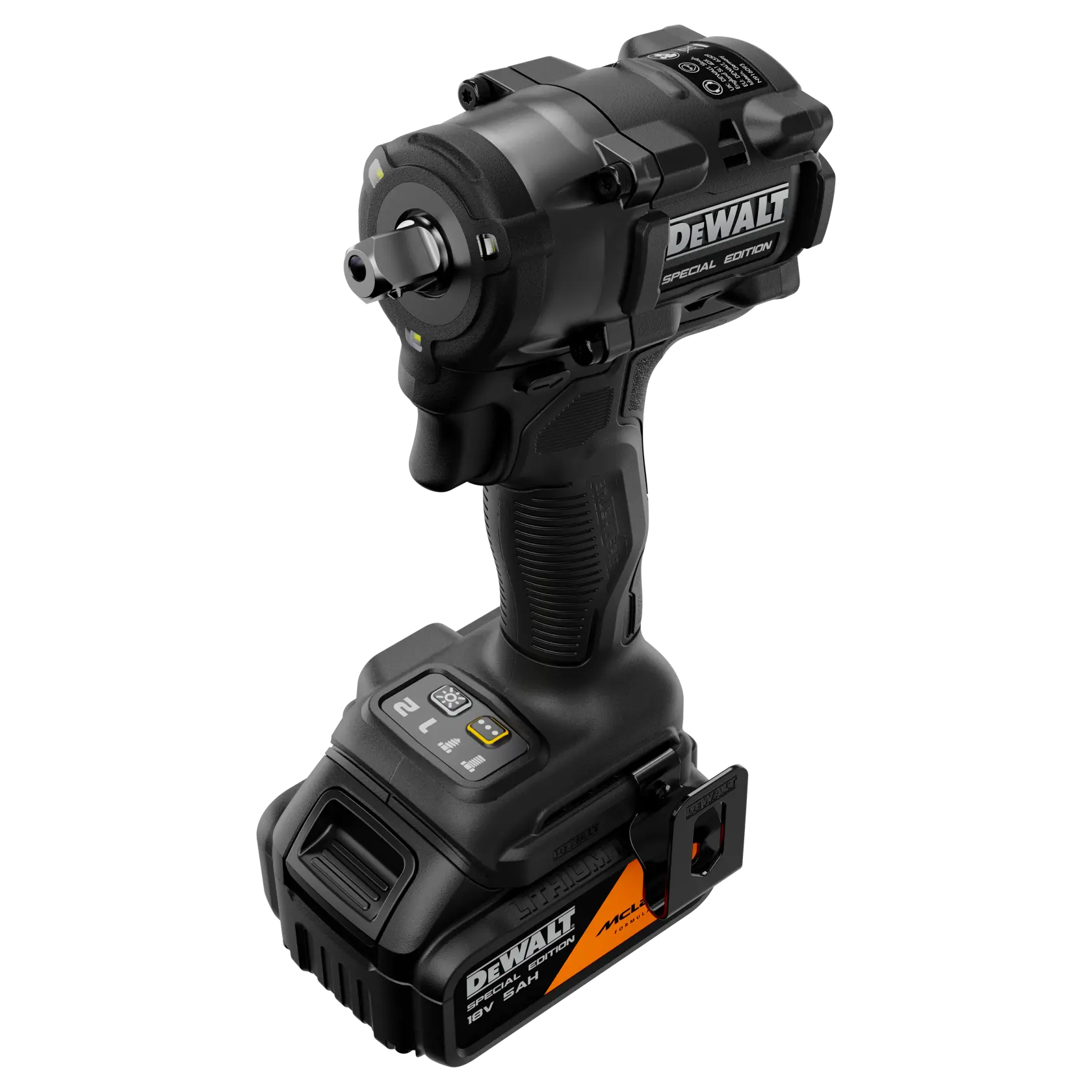 Chave Impacto McLaren sem escovas XR 18V 1/2" 406Nm com pin de detenção com 2 baterias Li-Ion 5Ah e mala TSTAK®
