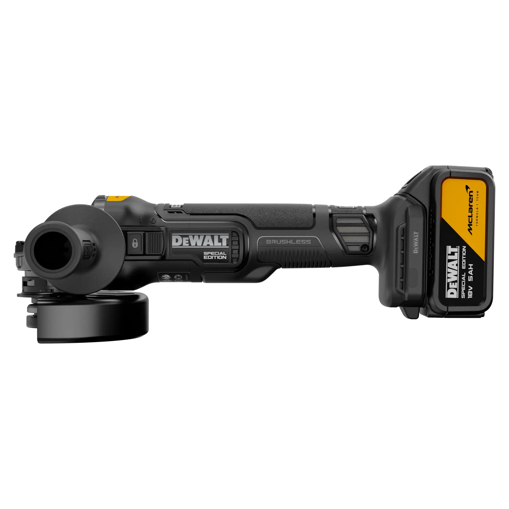 Rebarbadora Acabamentos McLaren sem escovas XR 18V 125mm com 2 baterias Li-Ion 5Ah com Travão, Embraiagem, Arranque suave, Bloqueio e re-arranque e mala TSTAK®