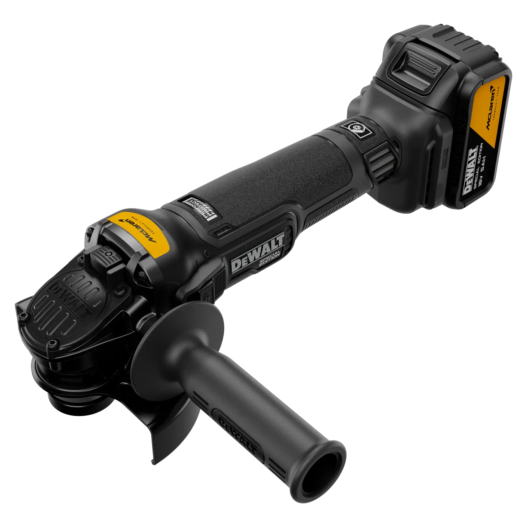 Rebarbadora Acabamentos McLaren sem escovas XR 18V 125mm com 2 baterias Li-Ion 5Ah com Travão, Embraiagem, Arranque suave, Bloqueio e re-arranque e mala TSTAK®