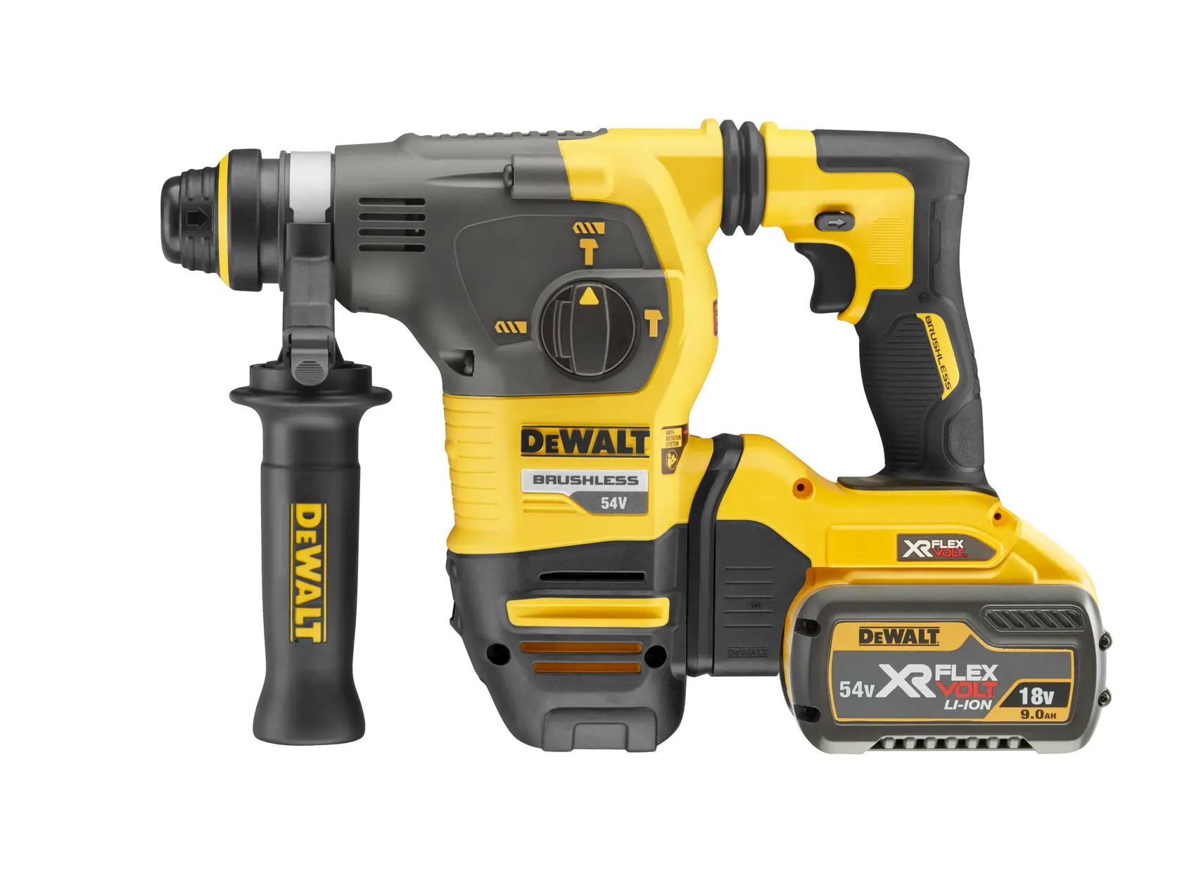 Martelo Eletropneumático sem escovas XR FLEXVOLT 54V SDS-Plus 3,5J 3 Modos com 2 baterias 54V/18V Li-Ion 9,0Ah e mala TSTAK VI
