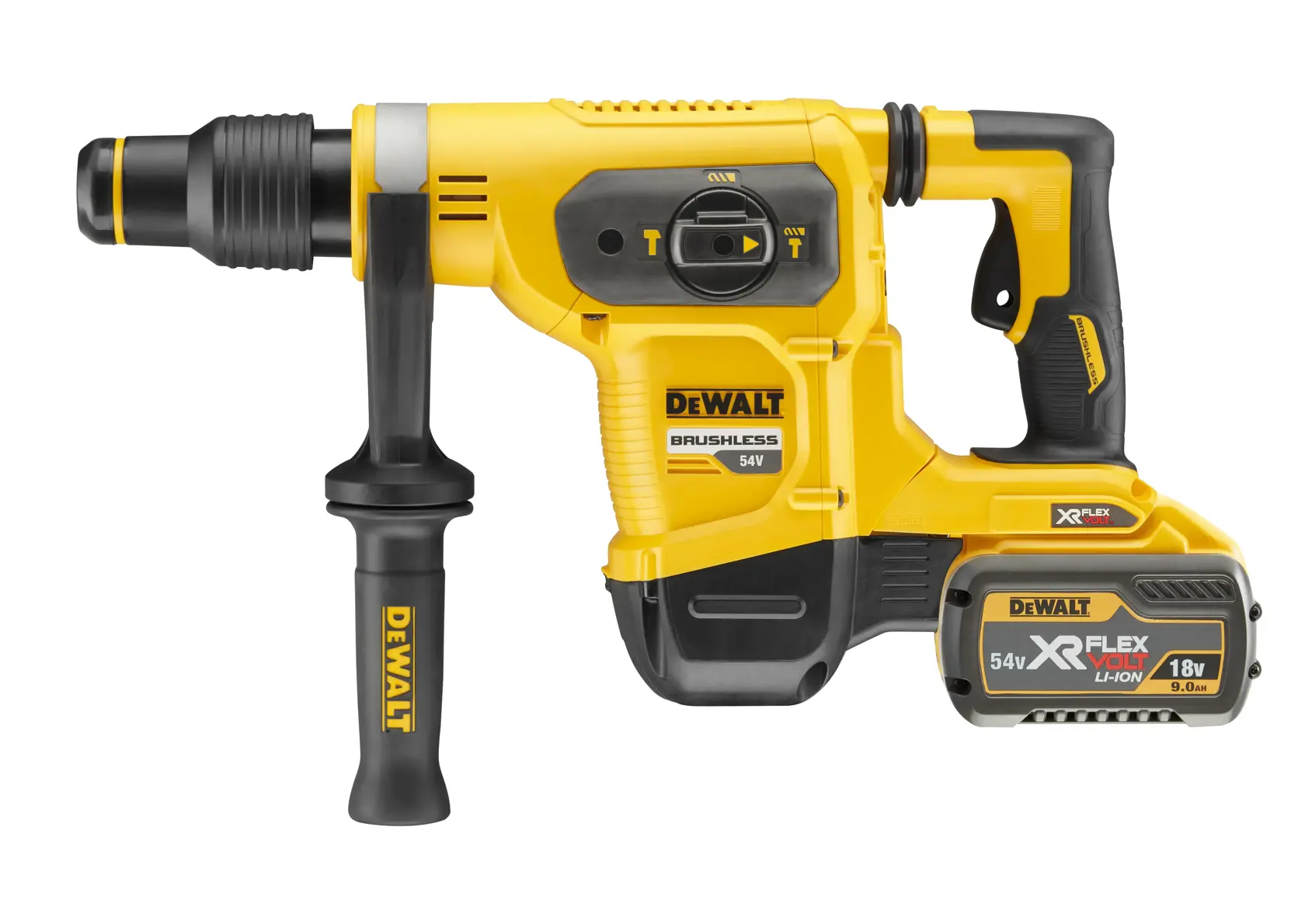 Martelo Eletropneumático sem escovas XR FLEXVOLT 54V SDS-Max 5kg 6,1J 3 Modos com 2 baterias 54V/18V Li-Ion 9,0Ah e mala