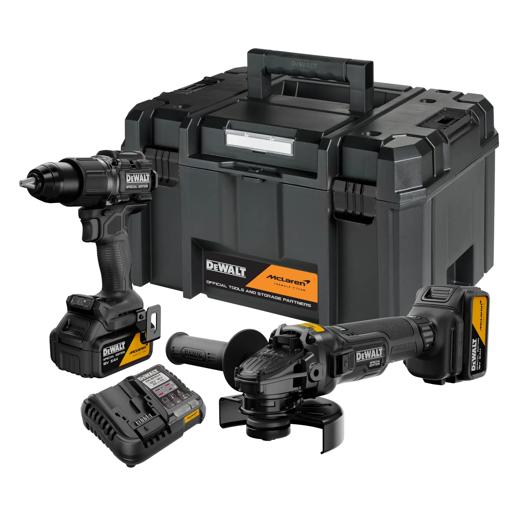 Furadeira DEWALT Special Edition, Fotografia, SKUs DCK2223MP2T-QW, DCK2223MP2T, cabo preto, até 125 caracteres.