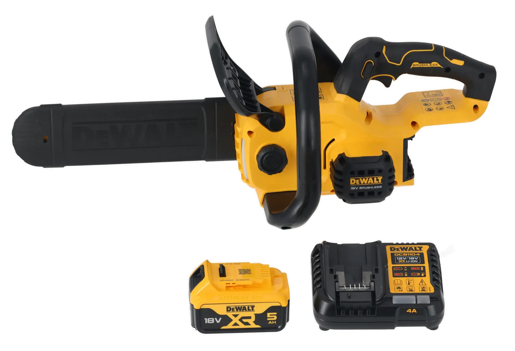 Motosierra DEWALT con batería y cargador, fotografía, DCMCS565P1-QW, DCMCS565P1.