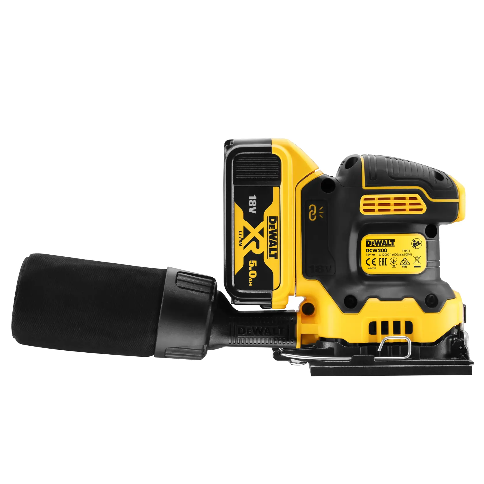 Lixadora Vibratória sem escovas XR 18V Li-Ion 5Ah