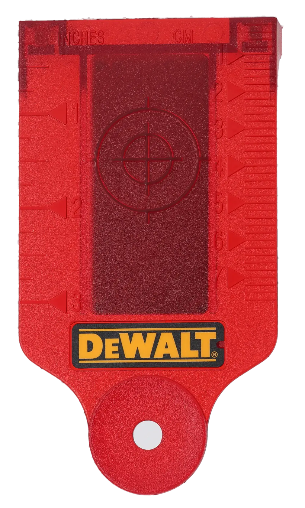 Cartão alvo vermelho DEWALT, fotografia, modelos DE0730 e DE0730-XJ incluidos.