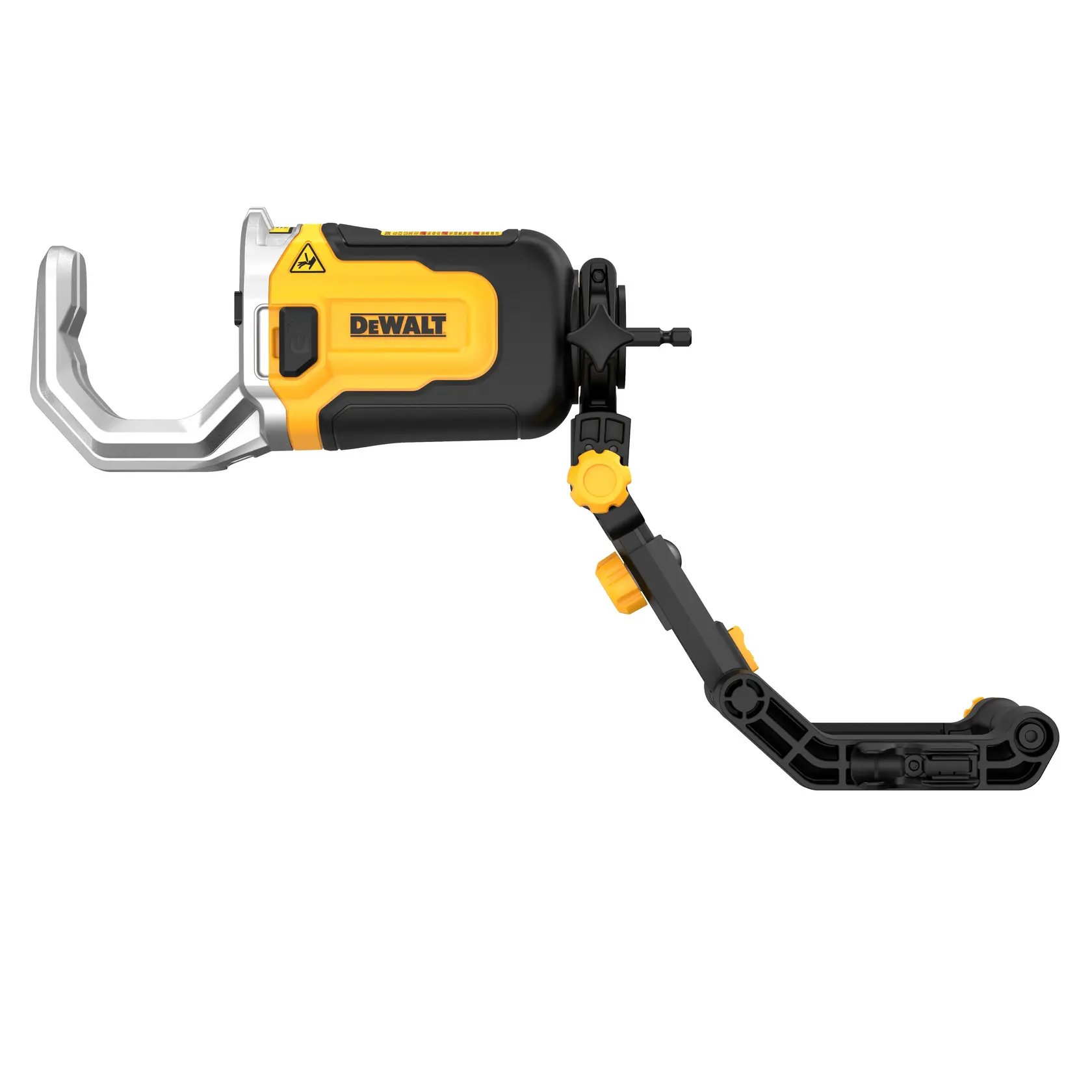 Cortador de tubos ajustável DEWALT DT20560 com corpo preto e amarelo e braço extensível, projetado para cortes precisos de tubos.