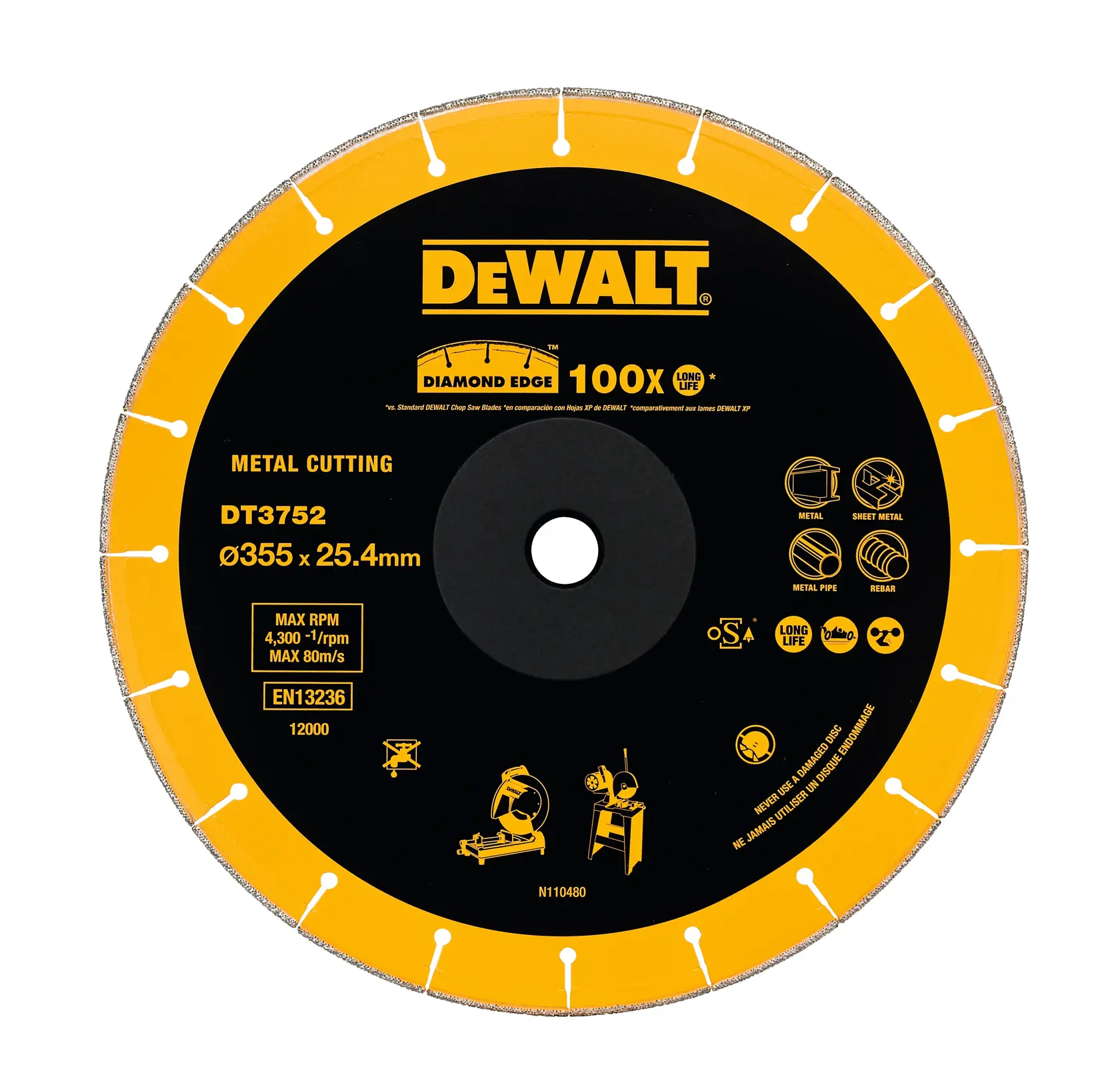 Disco de diamante Extreme para serra de corte rápido  para metal 355 x 3 x 25.4mm