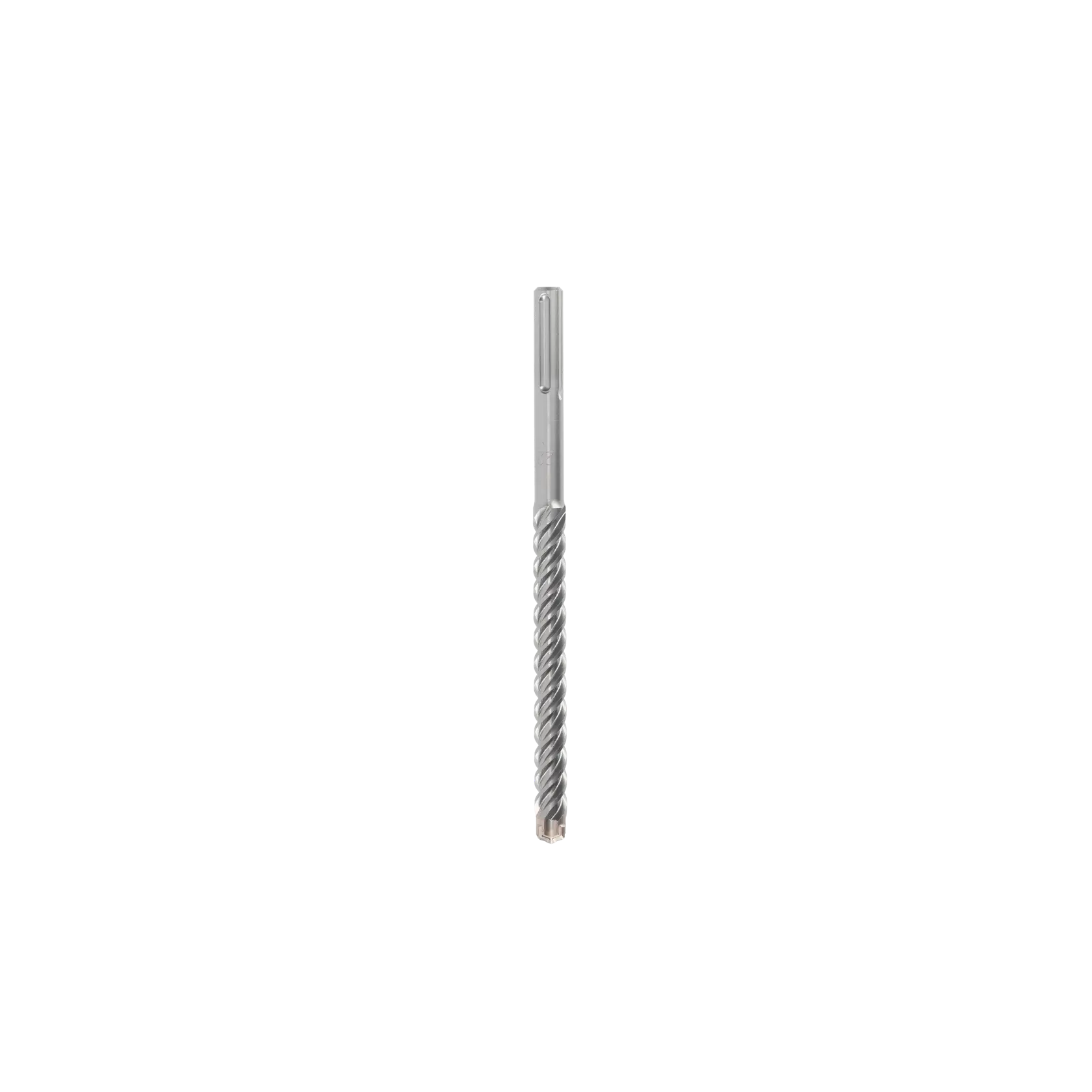 Broca SDS DEWALT com design espiral, exibida verticalmente em fundo branco.