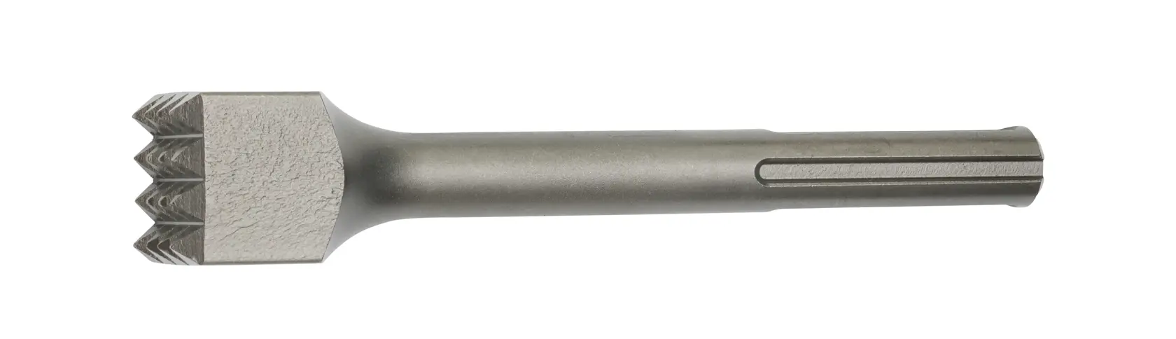 DEWALT DT6838, cincel para piedra con cabeza dentada, mostrado sobre fondo blanco.