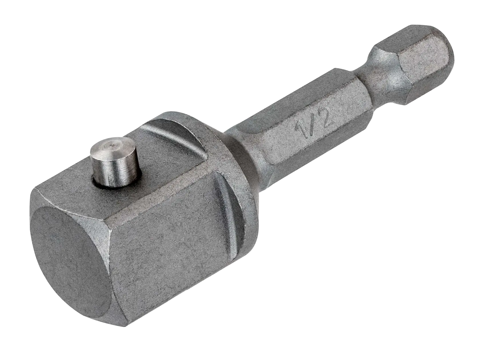 Adaptateur de douille hexagonale pour perceuse, finition métallique, DEWALT DT7512, taille 1/2 pouce.