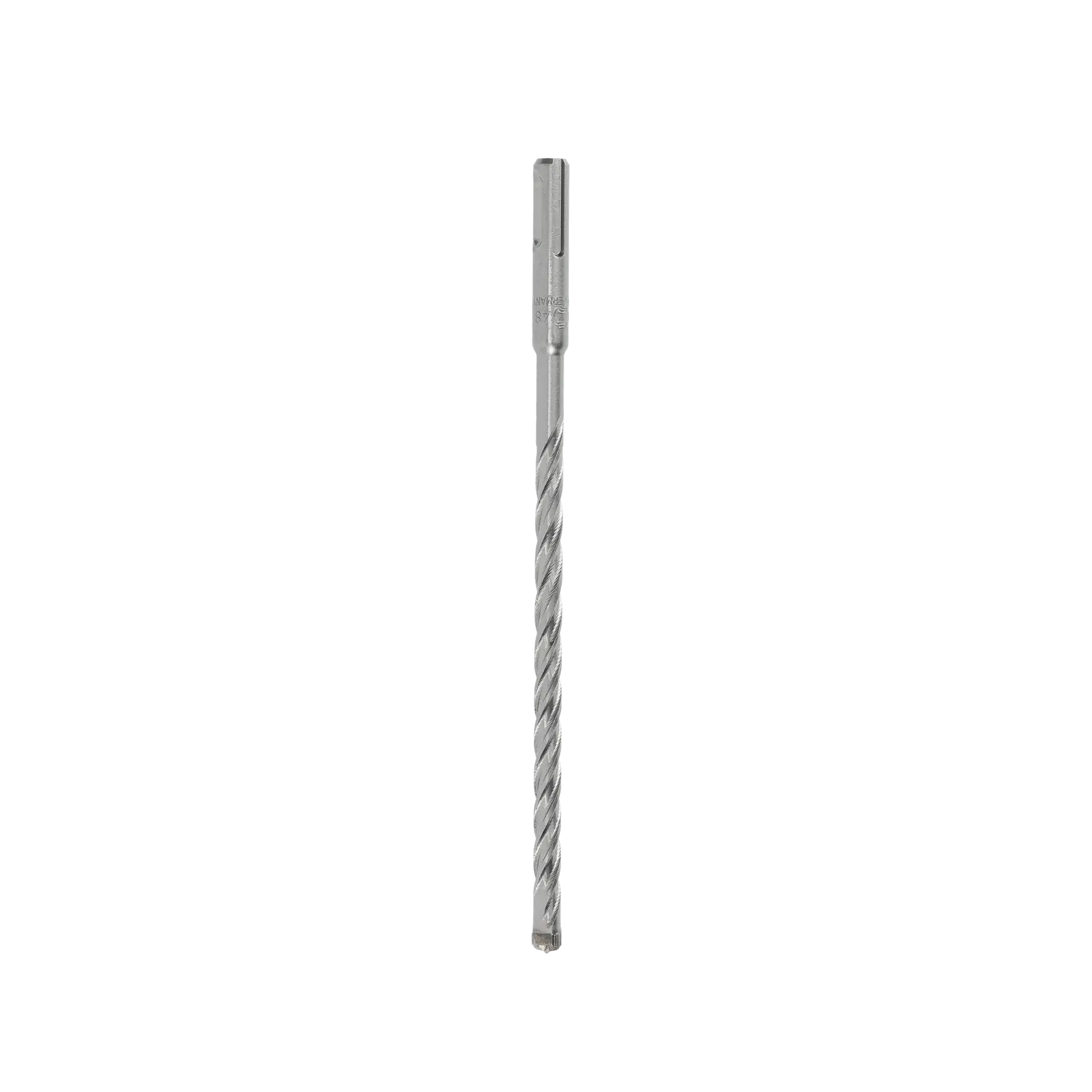 Broca de concreto DEWALT DT8966 SDS-plus prateada com ranhuras em espiral sobre fundo branco.
